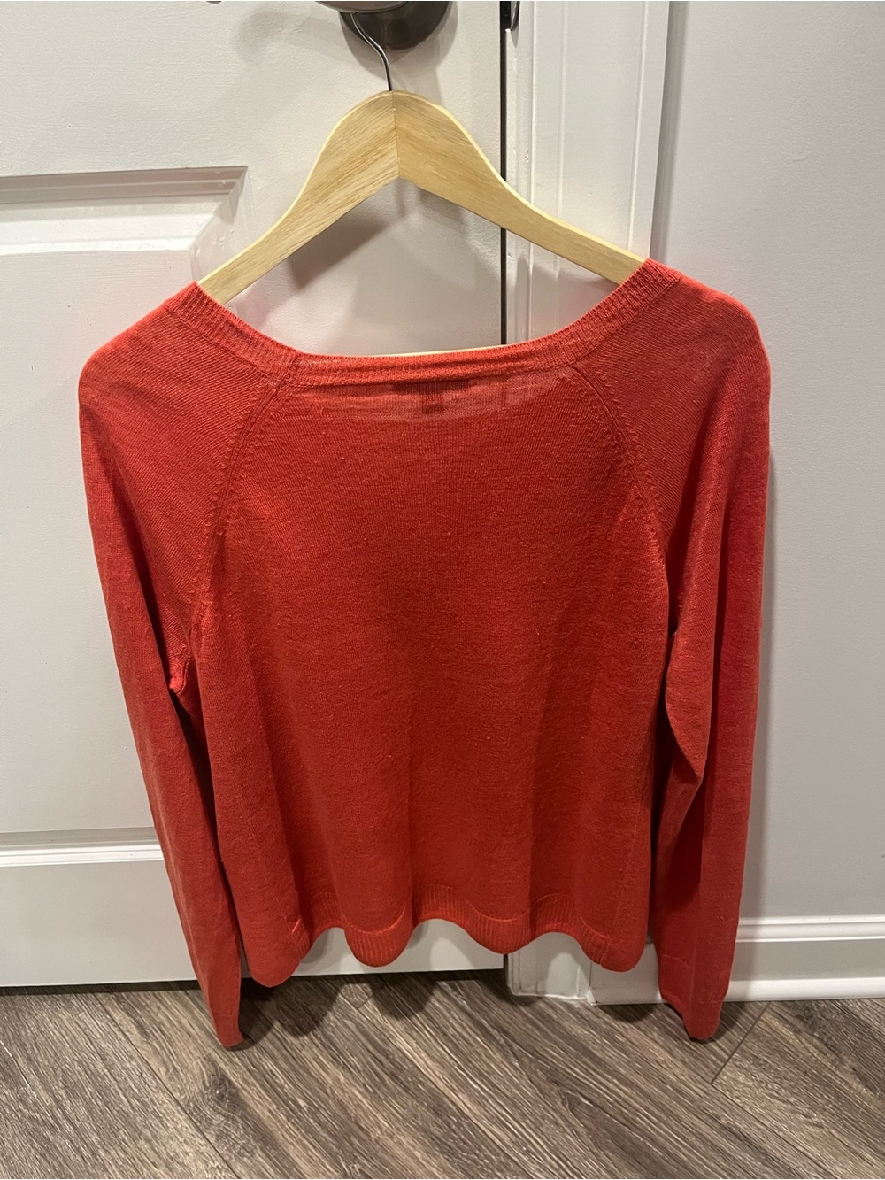 J.Crew Rust Orange Linen Blend Scalloped Hem Sweater - L